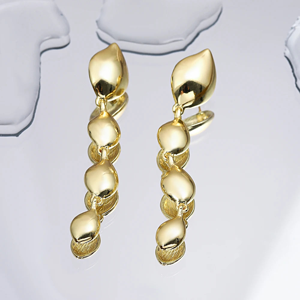 Layered Glossy Water Drop Long Earrings