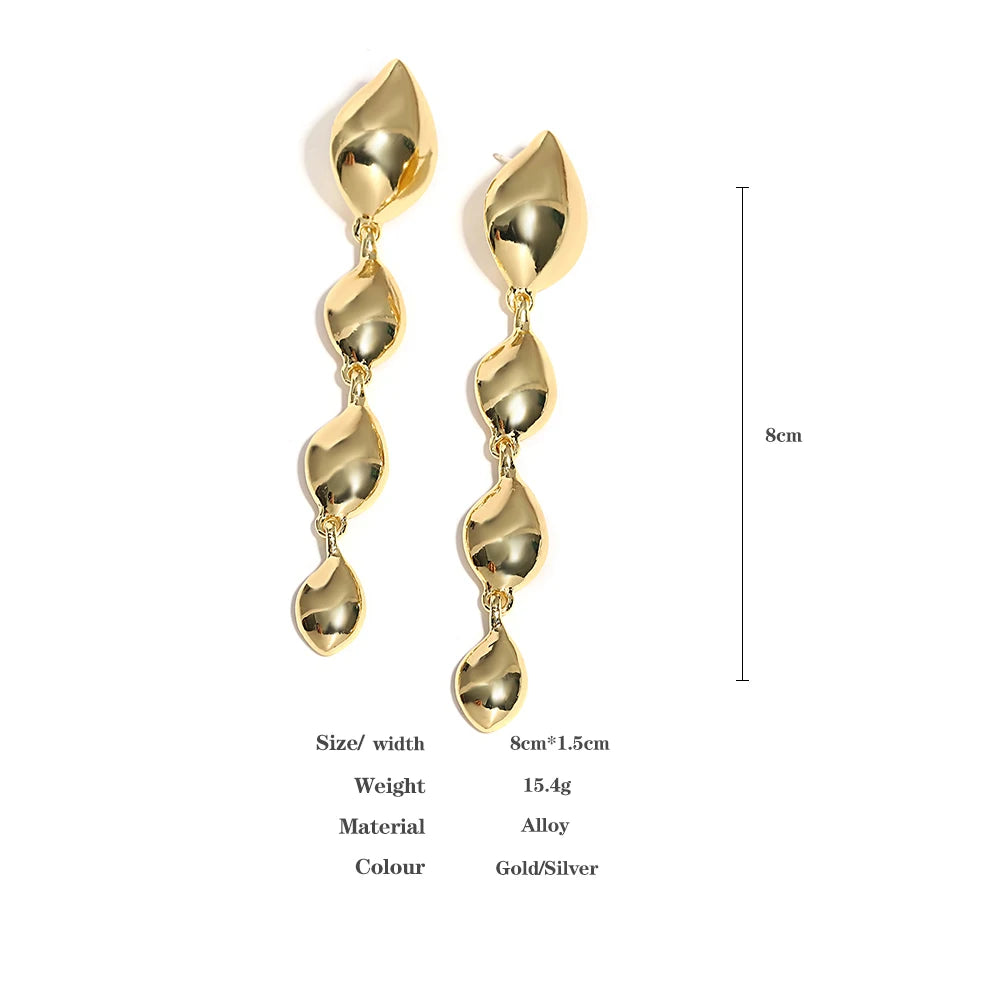 Layered Glossy Water Drop Long Earrings